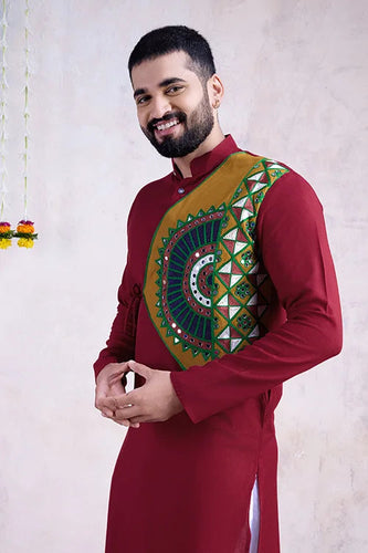 Maroon Color Ready to Wear Traditional Kurta for Mens Wear Clothsvilla