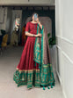 Load image into Gallery viewer, Maroon Color Tussar Silk Printed Gown with Dupatta - Contemporary Elegance ClothsVilla