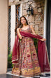 Load image into Gallery viewer, Maroon Designer Digital Printed Jimmy Organza Anarkali Gown Set with Lace Dupatta ClothsVilla