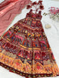 Load image into Gallery viewer, Maroon Designer Digital Printed Jimmy Organza Anarkali Gown Set with Lace Dupatta ClothsVilla