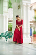 Load image into Gallery viewer, Maroon Designer Faux Blooming Embroidered Gown with Bead Work ClothsVilla