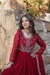 Load image into Gallery viewer, Maroon Designer Faux Blooming Gown with Sequins &amp; Beads Embroidery ClothsVilla