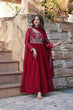 Load image into Gallery viewer, Maroon Designer Faux Blooming Gown with Sequins &amp; Beads Embroidery ClothsVilla