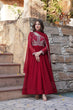 Load image into Gallery viewer, Maroon Designer Faux Blooming Gown with Sequins &amp; Beads Embroidery ClothsVilla
