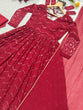 Load image into Gallery viewer, Maroon Designer Faux Georgette Anarkali Suit Set with All-Over Embroidery &amp; Lace-Border Dupatta ClothsVilla