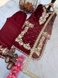 Load image into Gallery viewer, Maroon Designer Party Wear Chinon Silk Plazzo Set – Exquisite Embroidery &amp; Handwork ClothsVilla