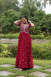 Load image into Gallery viewer, Maroon Designer Readymade Gown with Zari-Thread &amp; Sequins Embroidery Clothsvilla
