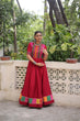 Load image into Gallery viewer, Maroon Designer Roman Fabric Gown with Multicolor Thread &amp; Mirror Work ClothsVilla