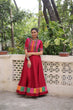 Load image into Gallery viewer, Maroon Designer Roman Fabric Gown with Multicolor Thread &amp; Mirror Work ClothsVilla