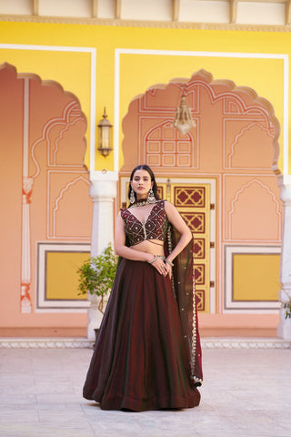 Maroon Designer Sequins Lehenga Set ClothsVilla