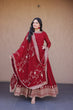 Load image into Gallery viewer, Maroon Designer Zari Sequins Gown ClothsVilla