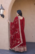 Load image into Gallery viewer, Maroon Designer Zari Sequins Gown ClothsVilla