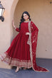 Load image into Gallery viewer, Maroon Designer Zari Sequins Gown ClothsVilla