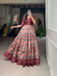 Load image into Gallery viewer, Mesmerizing Maroon Dola Silk Printed Gown with Sequins &amp; Zari Border - Ready to Wear ClothsVilla
