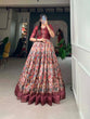 Load image into Gallery viewer, Mesmerizing Maroon Dola Silk Printed Gown with Sequins &amp; Zari Border - Ready to Wear ClothsVilla