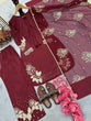 Load image into Gallery viewer, Maroon Elegant Embroidered Crepe Palazzo Set with Dupatta ClothsVilla