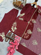 Load image into Gallery viewer, Maroon Elegant Embroidered Crepe Palazzo Set with Dupatta ClothsVilla