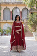 Load image into Gallery viewer, Maroon Elegant Faux Blooming Embroidered Gown with Dupatta