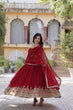 Load image into Gallery viewer, Maroon Elegant Faux Blooming Embroidered Gown with Dupatta