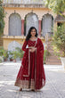 Load image into Gallery viewer, Maroon Elegant Faux Blooming Embroidered Gown with Dupatta