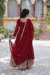 Load image into Gallery viewer, Maroon Elegant Faux Blooming Embroidered Gown with Dupatta