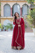 Load image into Gallery viewer, Maroon Elegant Faux Blooming Georgette Gown with Sequins Embroidery &amp; Matching Dupatta