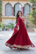 Load image into Gallery viewer, Maroon Elegant Faux Blooming Georgette Gown with Sequins Embroidery &amp; Matching Dupatta