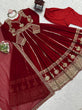 Load image into Gallery viewer, Maroon Elegant Faux Georgette Anarkali Set with Pant &amp; Dupatta ClothsVilla