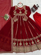 Load image into Gallery viewer, Maroon Elegant Faux Georgette Anarkali Set with Pant &amp; Dupatta ClothsVilla