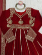 Load image into Gallery viewer, Maroon Elegant Faux Georgette Anarkali Set with Pant &amp; Dupatta ClothsVilla