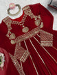 Load image into Gallery viewer, Maroon Elegant Faux Georgette Anarkali Set with Pant &amp; Dupatta ClothsVilla