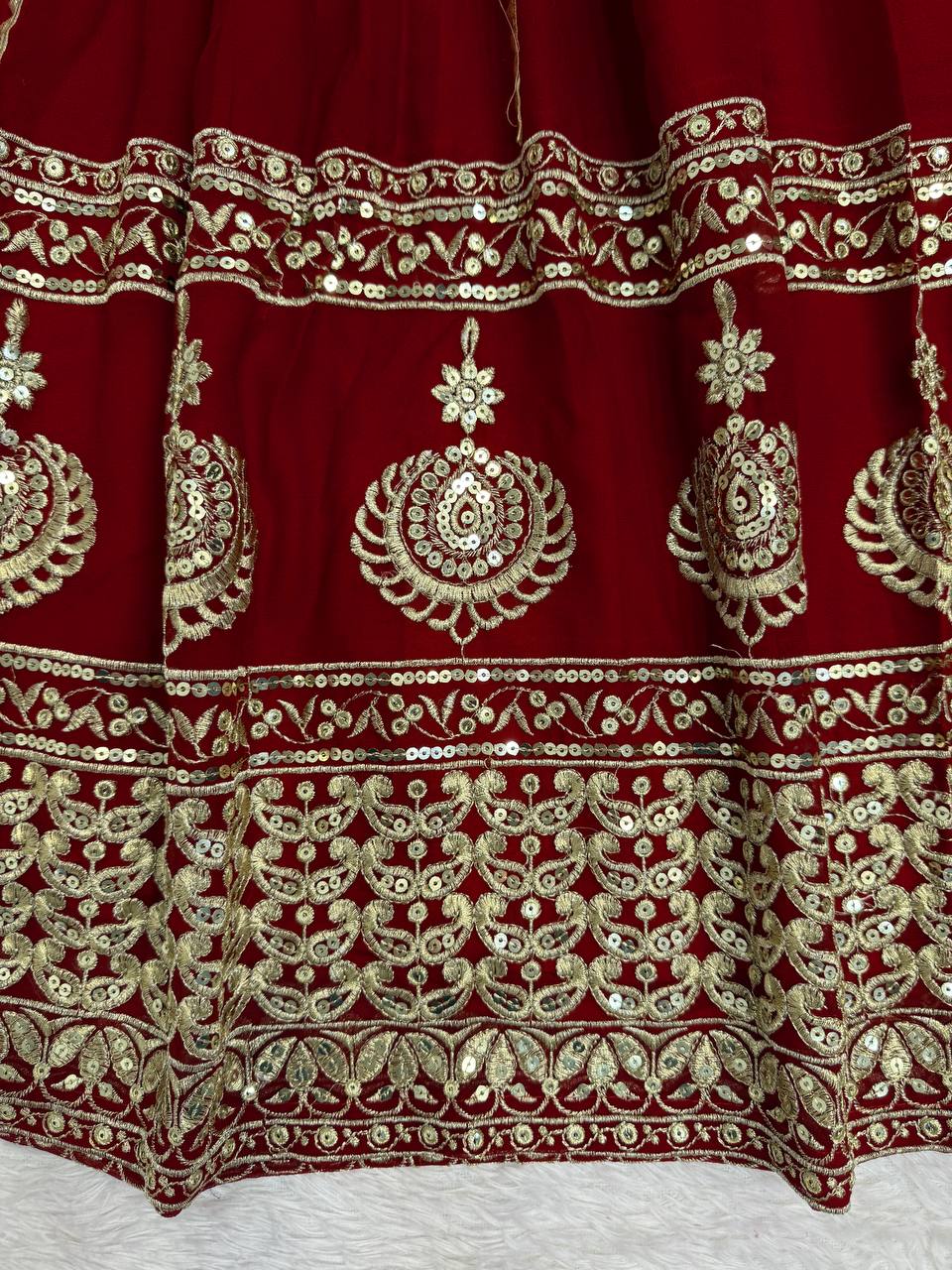 Maroon Elegant Faux Georgette Anarkali Set with Pant & Dupatta ClothsVilla