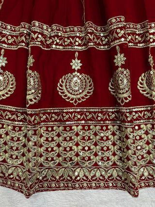 Maroon Elegant Faux Georgette Anarkali Set with Pant & Dupatta ClothsVilla