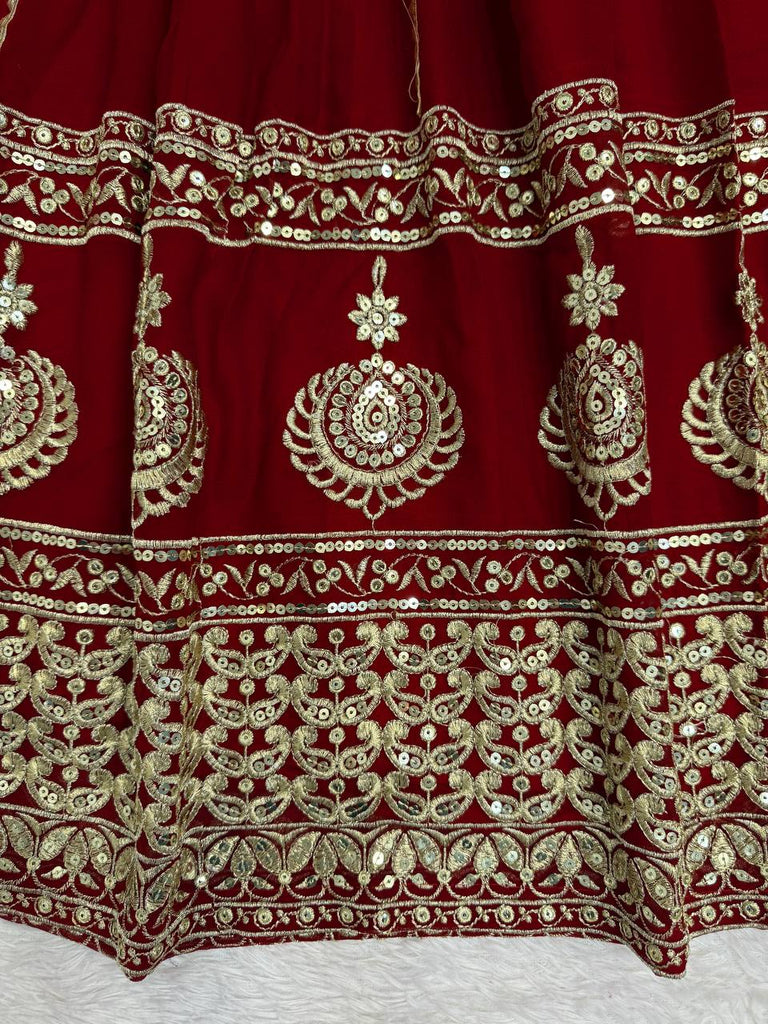 Maroon Elegant Faux Georgette Anarkali Set with Pant & Dupatta ClothsVilla