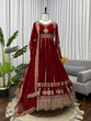 Load image into Gallery viewer, Maroon Elegant Faux Georgette Anarkali Set with Pant &amp; Dupatta ClothsVilla
