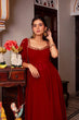 Load image into Gallery viewer, Maroon Elegant Faux Georgette Mirror Work Plazo Set with Dupatta – Handwork Detailing, Fully Stitched ClothsVilla