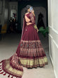 Load image into Gallery viewer, Maroon Elegant Gaji Silk Lehenga Set with Digital Print and Tassels – Perfect for Every Occasion