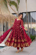 Load image into Gallery viewer, Maroon Elegant Jacquard Anarkali Set with Pant &amp; Dupatta ClothsVilla