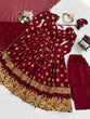 Load image into Gallery viewer, Maroon Elegant Jacquard Anarkali Set with Pant &amp; Dupatta ClothsVilla