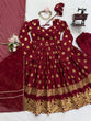 Load image into Gallery viewer, Maroon Elegant Jacquard Anarkali Set with Pant &amp; Dupatta ClothsVilla