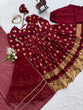 Load image into Gallery viewer, Maroon Elegant Jacquard Anarkali Set with Pant &amp; Dupatta ClothsVilla