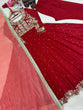 Load image into Gallery viewer, Maroon Elegant Party Wear Pure Chinon Silk Anarkali Gown with Dupatta &amp; Pant Palazzo Set