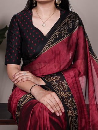 Maroon Elegant Rangoli Silk Printed Saree with Matching Unstitched Blouse – Lightweight & Stylish Daily/Festive Wear ClothsVilla