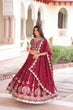 Load image into Gallery viewer, Maroon Elegant Vichitra Silk Full-Stitched Lehenga Choli Set with Heavy Sequins &amp; Thread Embroidery, Unstitched Blouse &amp; Designer Embroidered Dupatta ClothsVilla
