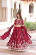 Load image into Gallery viewer, Maroon Elegant Vichitra Silk Full-Stitched Lehenga Choli Set with Heavy Sequins &amp; Thread Embroidery, Unstitched Blouse &amp; Designer Embroidered Dupatta ClothsVilla