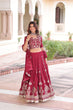 Load image into Gallery viewer, Maroon Elegant Vichitra Silk Full-Stitched Lehenga Choli Set with Heavy Sequins &amp; Thread Embroidery, Unstitched Blouse &amp; Designer Embroidered Dupatta ClothsVilla