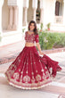 Load image into Gallery viewer, Maroon Elegant Vichitra Silk Full-Stitched Lehenga Choli Set with Heavy Sequins &amp; Thread Embroidery, Unstitched Blouse &amp; Designer Embroidered Dupatta ClothsVilla