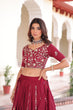 Load image into Gallery viewer, Maroon Elegant Vichitra Silk Full-Stitched Lehenga Choli Set with Heavy Sequins &amp; Thread Embroidery, Unstitched Blouse &amp; Designer Embroidered Dupatta ClothsVilla