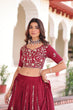 Load image into Gallery viewer, Maroon Elegant Vichitra Silk Full-Stitched Lehenga Choli Set with Heavy Sequins &amp; Thread Embroidery, Unstitched Blouse &amp; Designer Embroidered Dupatta ClothsVilla