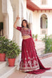 Load image into Gallery viewer, Maroon Elegant Vichitra Silk Full-Stitched Lehenga Choli Set with Heavy Sequins &amp; Thread Embroidery, Unstitched Blouse &amp; Designer Embroidered Dupatta ClothsVilla